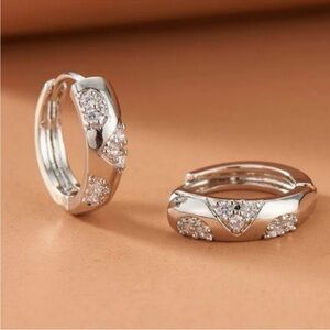 Silver Rhinestone Hoop Earrings